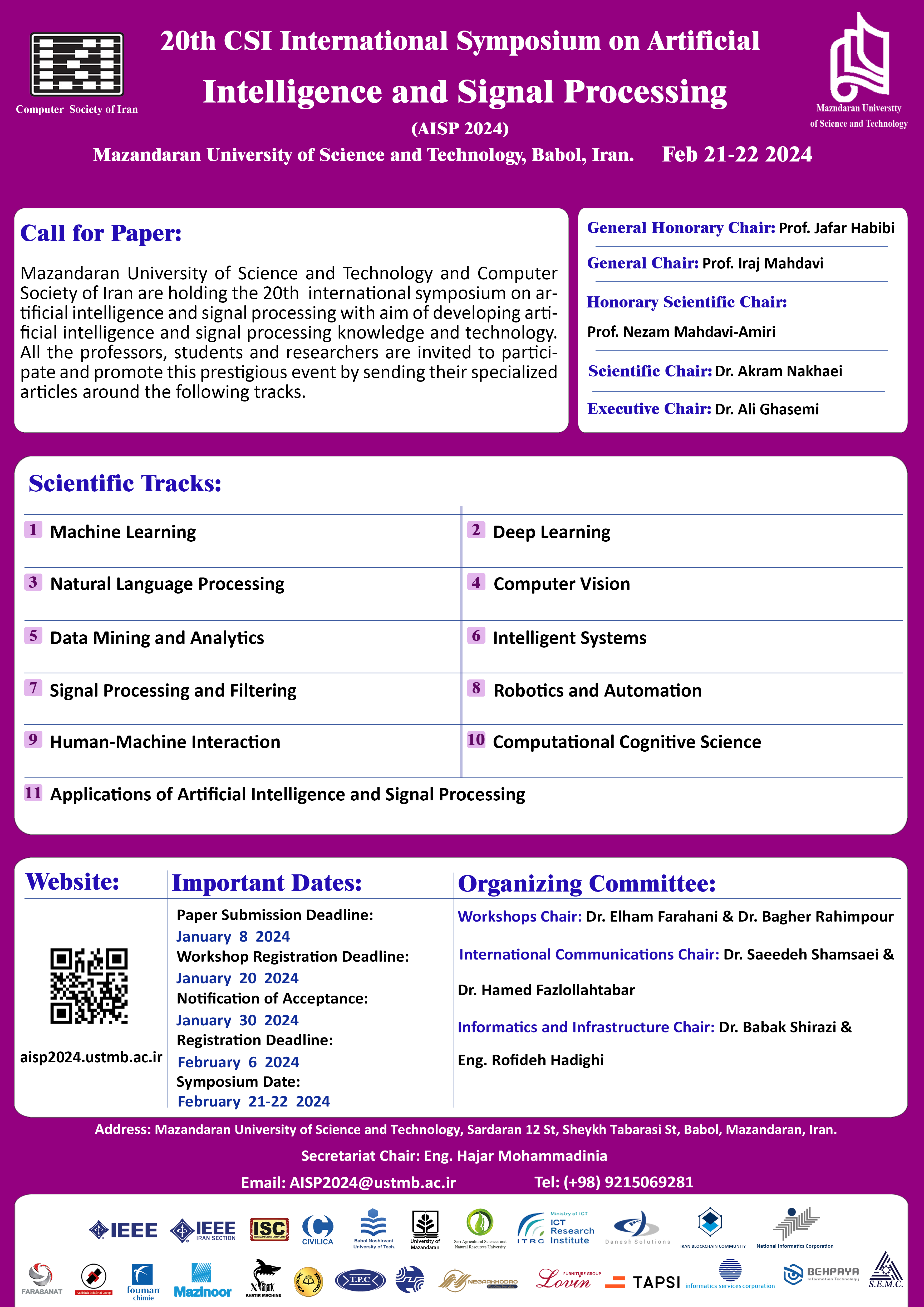 20th International Symposium on Artificial Intelligence and Signal Processing